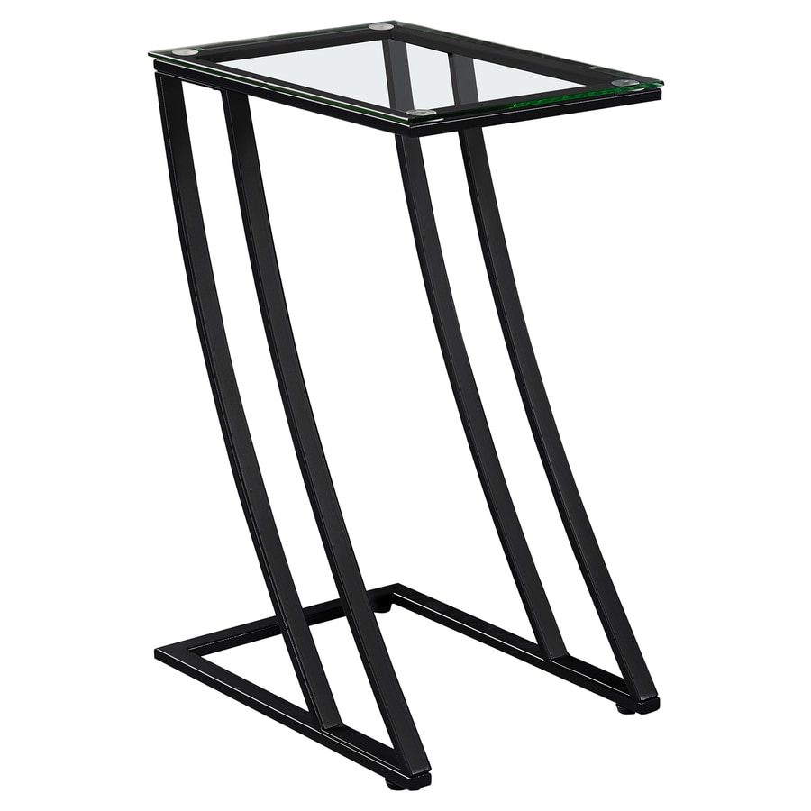 Monarch Specialties Black/Glass Glass End Table in the End Tables