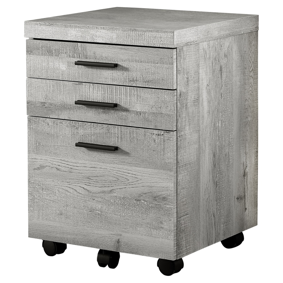Monarch Specialties Grey Reclaimed Wood Look 3 Drawer File Cabinet
