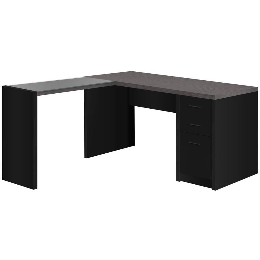 Monarch Specialties Modern Contemporary Grey Glass Corner Desk At