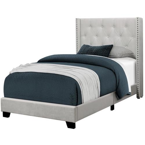 Monarch Specialties Light Grey Twin Bed Frame in the Beds department at
