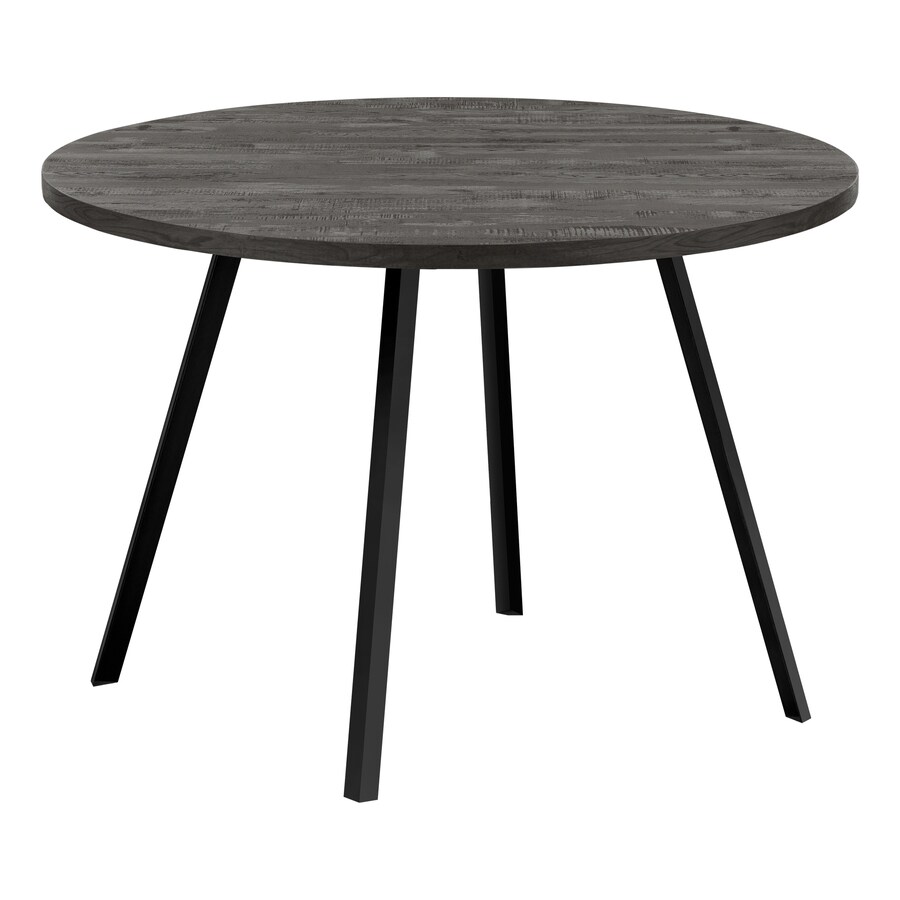 Monarch Specialties Black Reclaimed Wood-look Round Dining Table, Composite with Black Metal ...