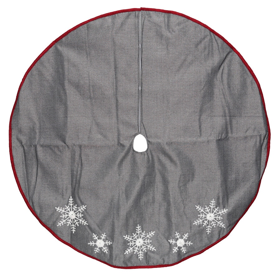 Holiday Living 56-in Black Polyester Snowflake Christmas Tree Skirt at ...