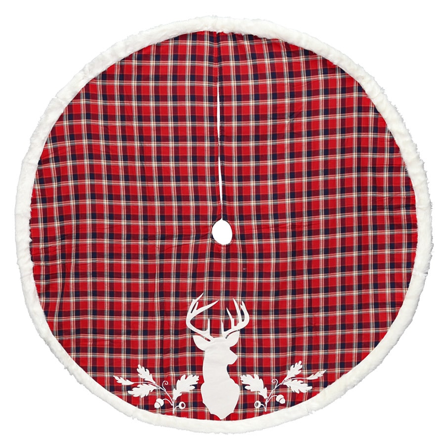 Holiday Living 56-in Red Polyester Deer Christmas Tree Skirt in the ...