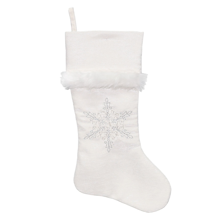 Holiday Living 20-in Off-White Traditional Christmas Stocking at Lowes.com