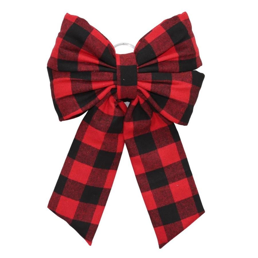 Holiday Living 27.5-in H x 18-in W x L Red And Black Plaid Bow at Lowes.com
