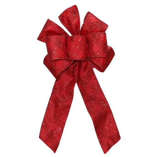 Holiday Living 8-in W x 17-in H Red Glitter Satin Bow in the Decorative ...