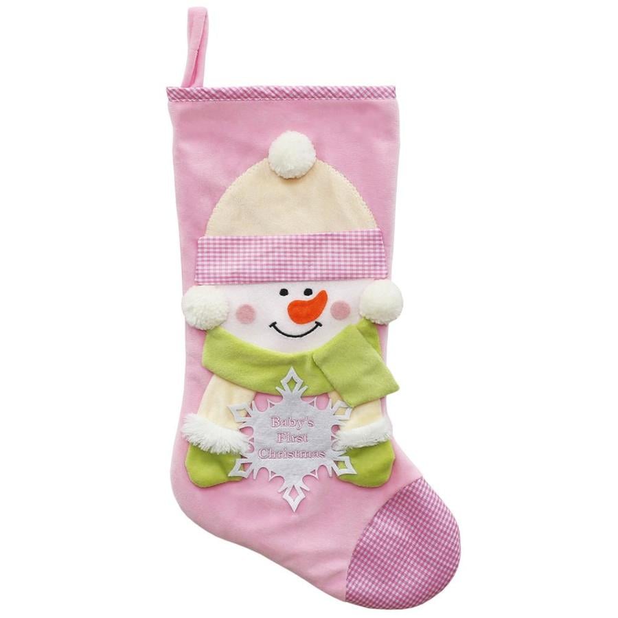 Holiday Living 16-in Pink Baby's First Christmas Stocking at Lowes.com