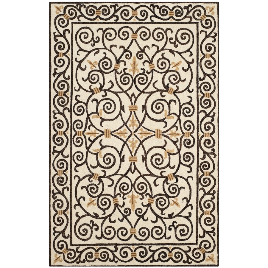 Safavieh Chelsea Iron Gate Ivory Dark Brown Rectangular Indoor Safavieh Chelsea Iron Gate Ivory Dark Brown Rectangular Indoor Handcrafted Farmhouse Cottage Area Rug Common 5 X 8 Actual 3 Ft W L