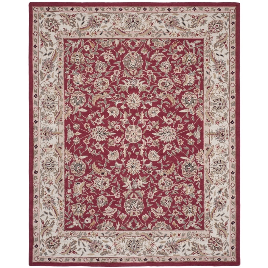 Safavieh Chelsea York Burgundy And Ivory Indoor Handcrafted Safavieh Chelsea York Burgundy And Ivory Indoor Handcrafted Lodge Area Rug Common 8 X