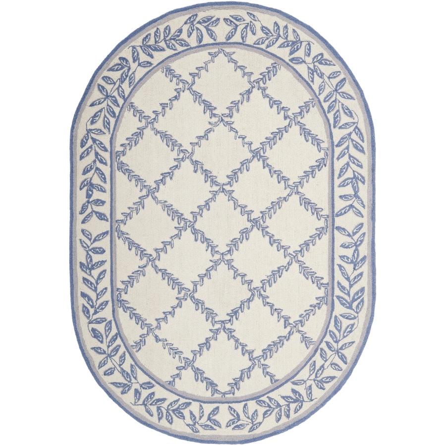 Safavieh Chelsea Lattice Ivorylight Blue Oval Indoor Handcrafted Area