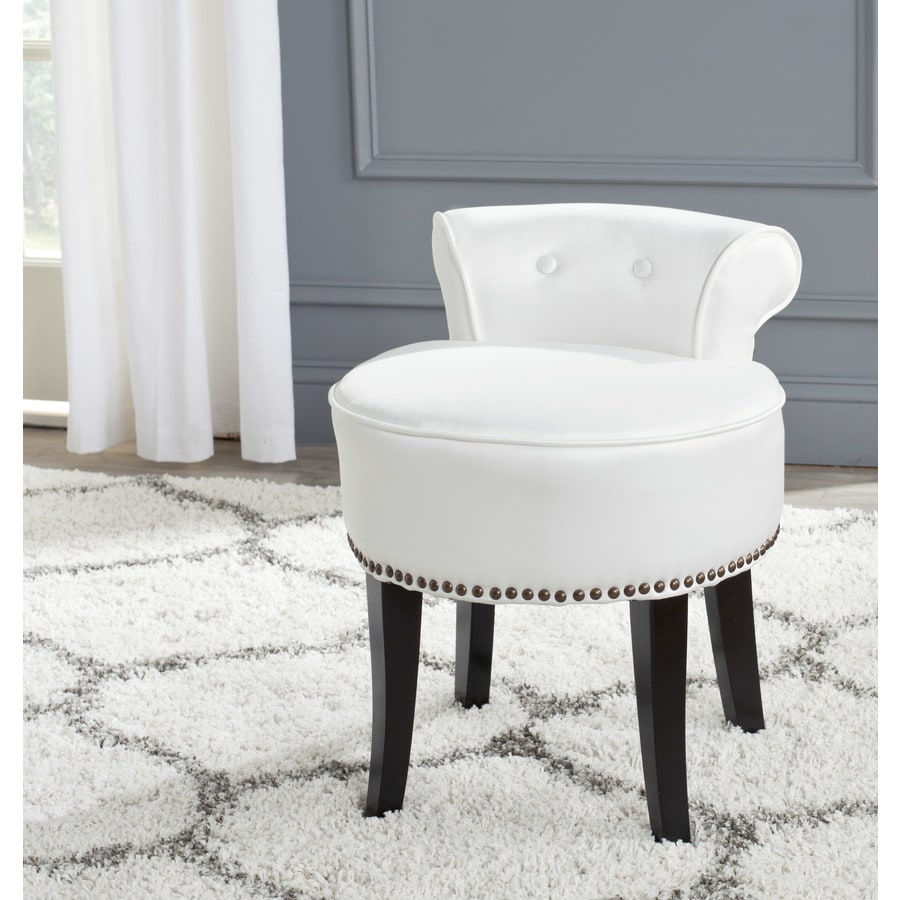 Safavieh 228 In H White Round Makeup Vanity Stool At 