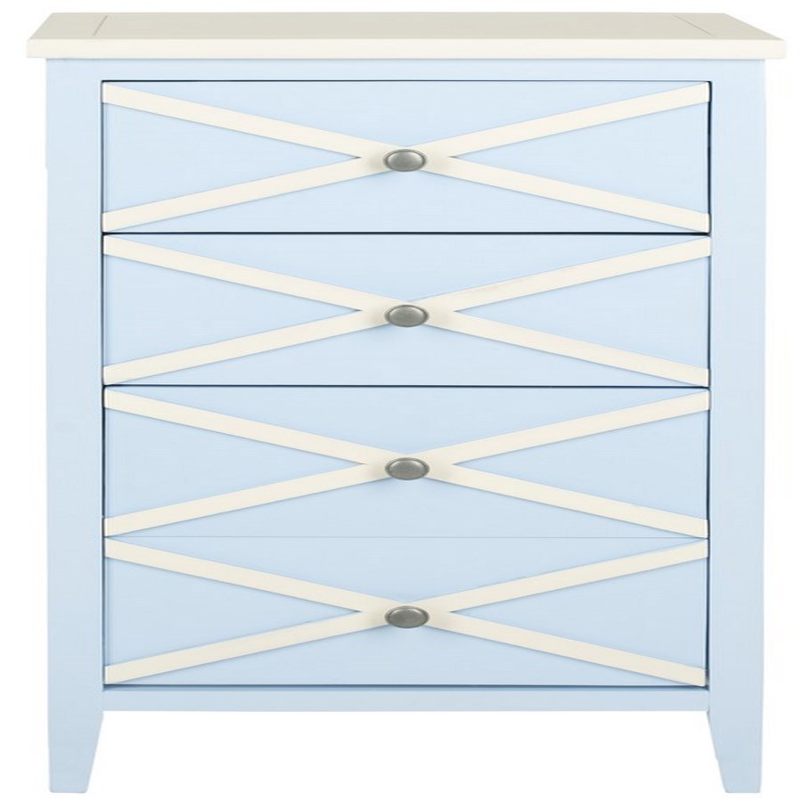 Safavieh AMH6593B American Home Light Blue/White Wood End Table