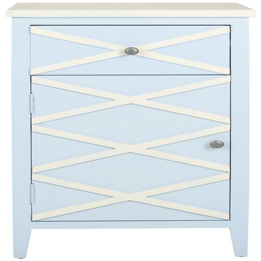 Safavieh AMH6594B American Home Light Blue/White Wood End Table