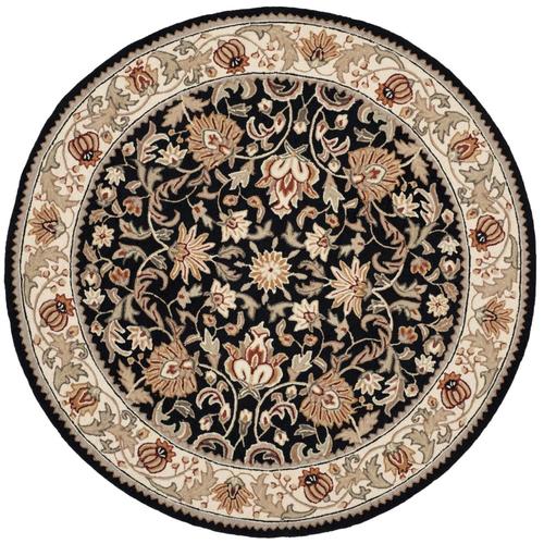 Safavieh Easy Care Gentry 6 x 6 Black/Ivory Round Indoor Floral ...