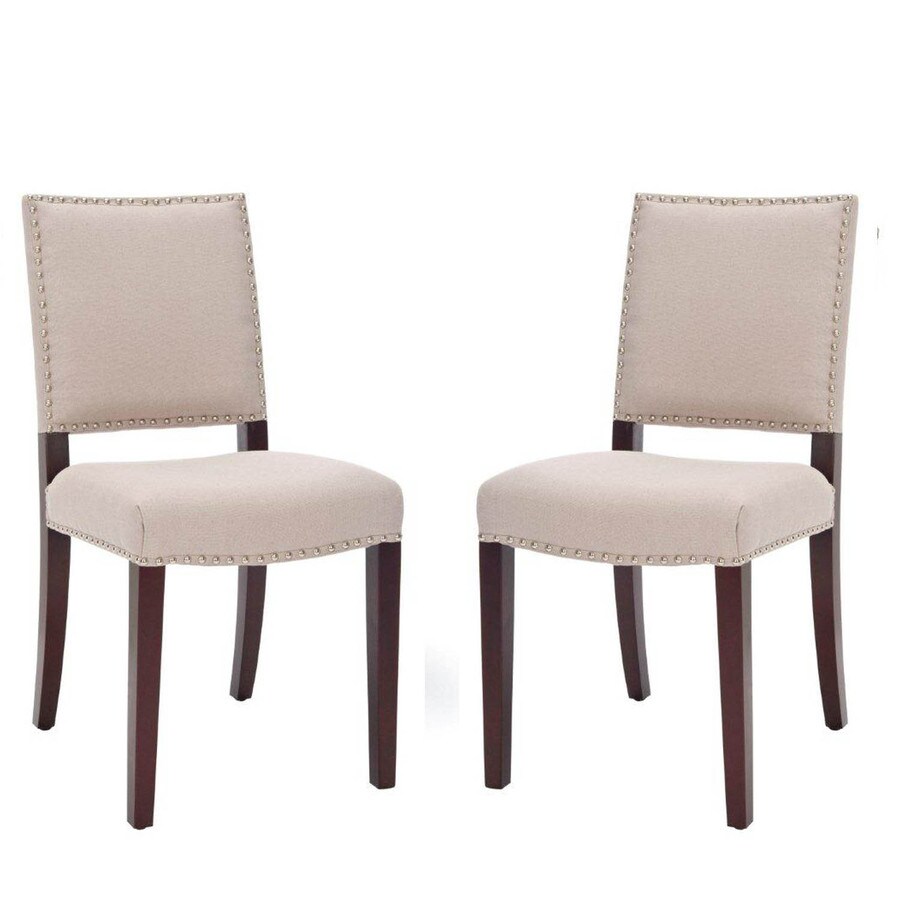 Safavieh Set of 2 James Casual Taupe Linen Accent Chairs at Lowes.com