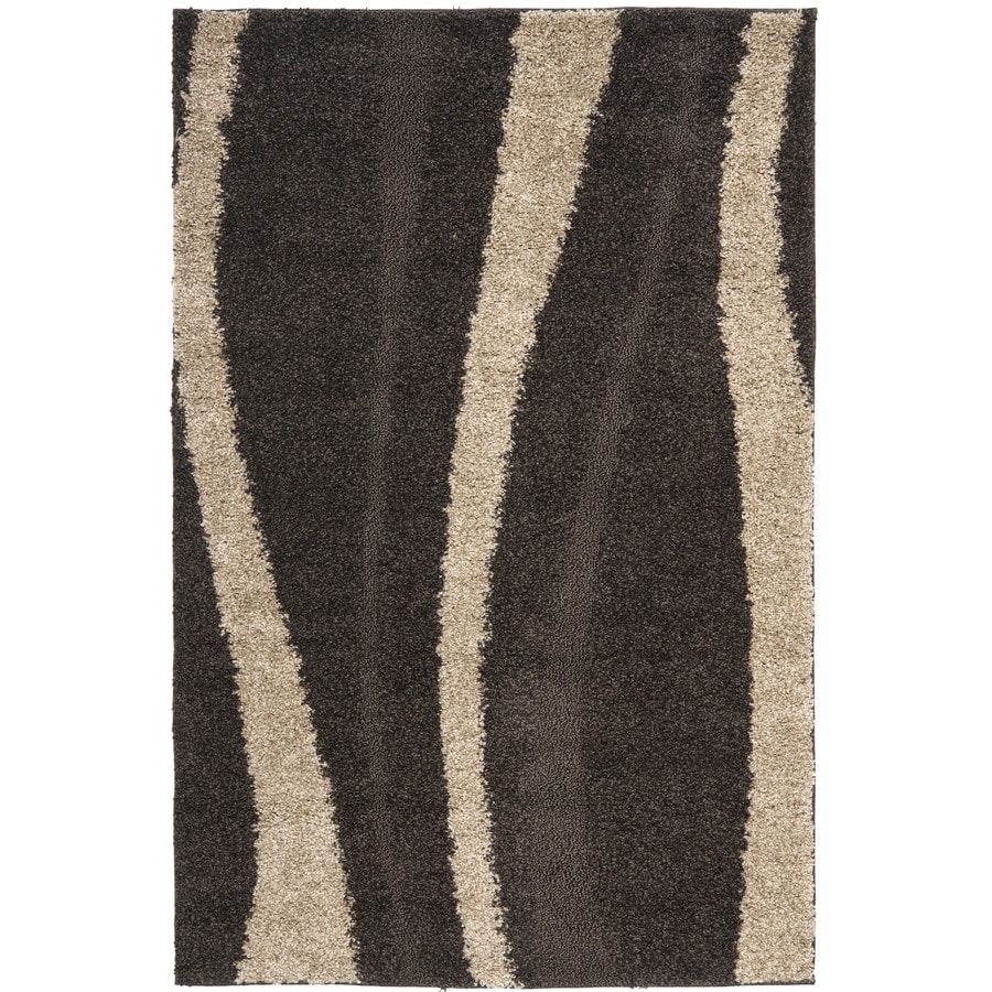 Safavieh Willow Shag Dark Brown/Beige Rectangular Indoor Machine-Made Area Rug (Common: 9 x 12; Actual: 8.5-ft W x 12-ft L)