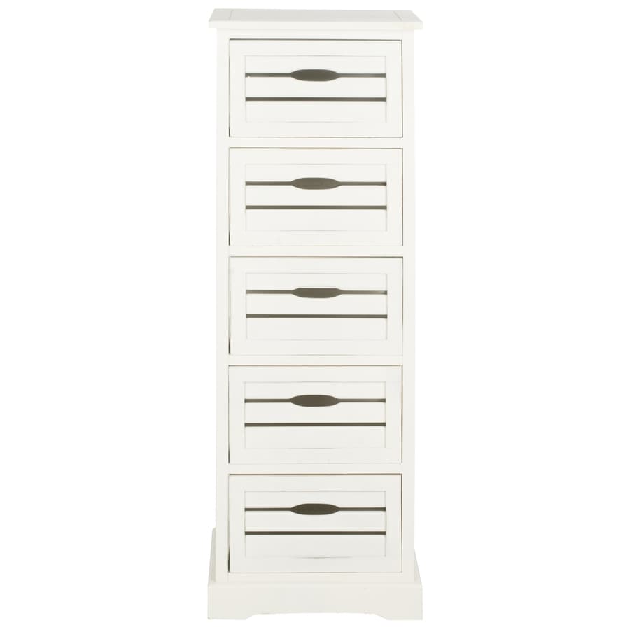 Safavieh 16.5-in x 46.5-in 5-Drawer Distressed Cream Wood Drawer