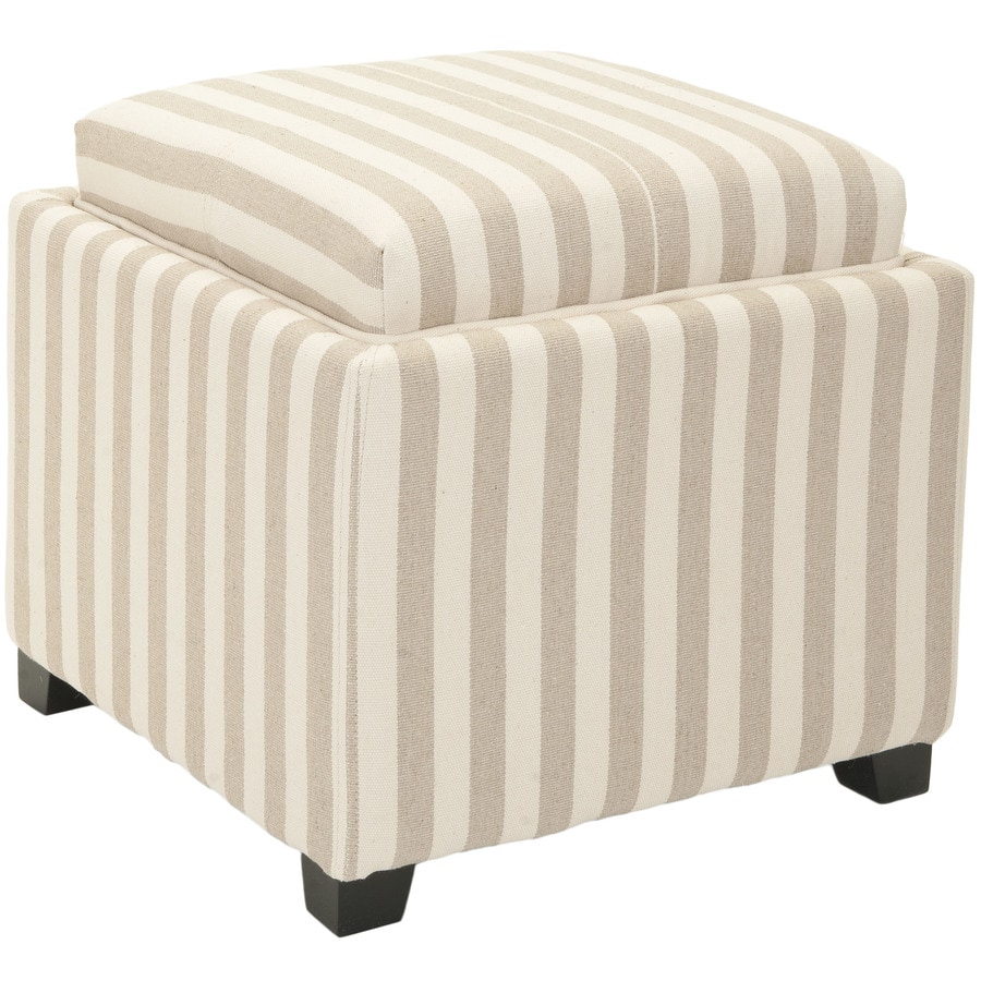 Safavieh Harrison Single Casual Cream/Tan Stripe Storage Ottoman at