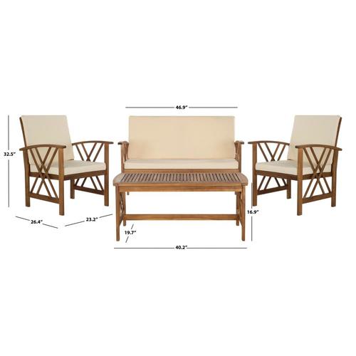 Safavieh Fontana 4-Piece Wood Frame Patio Conversation Set ... Safavieh Fontana 4-Piece Wood Frame Patio Conversation Set ... on Safavieh Fontana 4 Piece Outdoor Set id=85720