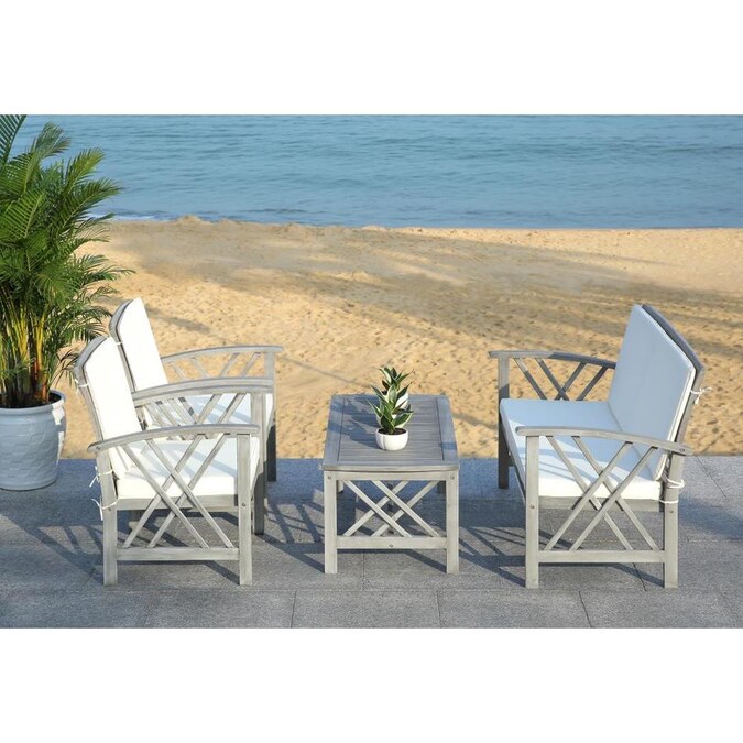 Safavieh Fontana 4-Piece Wood Frame Patio Conversation Set ... Safavieh Fontana 4-Piece Wood Frame Patio Conversation Set ... on Safavieh Fontana Patio Set id=89484