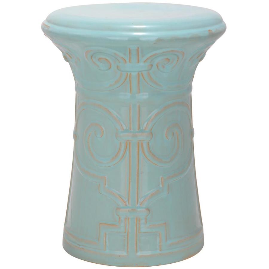 Safavieh 15.5in Light Aqua Ceramic Barrel Garden Stool at