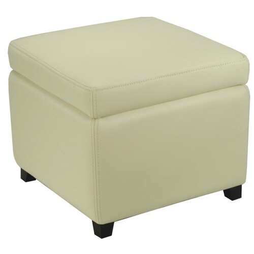 Safavieh Jonathan Casual Off White Faux Leather Storage Ottoman in the