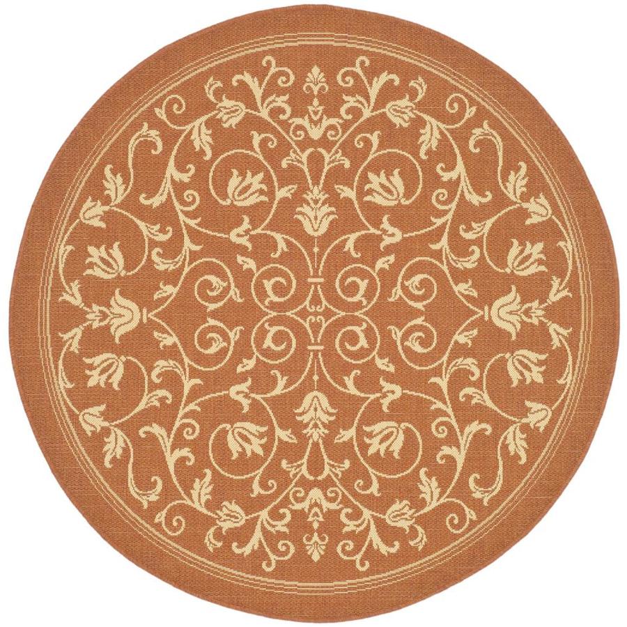 Safavieh Courtyard Heirloom Gate Terracotta/Natural Round Indoor/Outdoor Machine-Made Coastal Area Rug