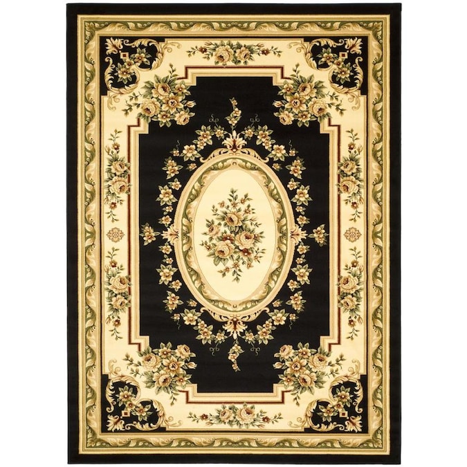Safavieh Lyndhurst Medallion Tabriz 8 X 11 Black Ivory Indoor Floral Botanical Oriental Area Rug In The Rugs Department At Lowes Com