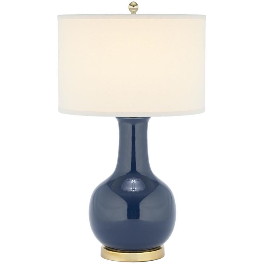 Safavieh Navy 28-in Navy Fluorescent Rotary Socket Table Lamp with Fabric Shade