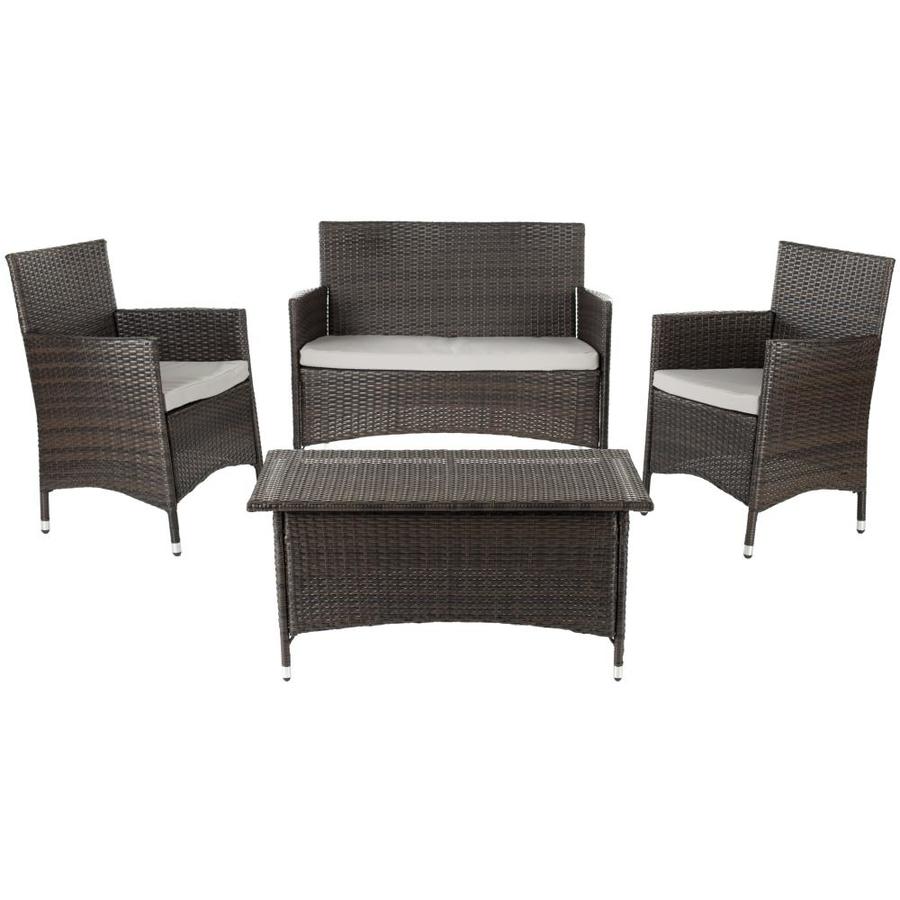 Safavieh Mojavi 4-Piece Metal Frame Patio Conversation Set with Cushions in the Patio 