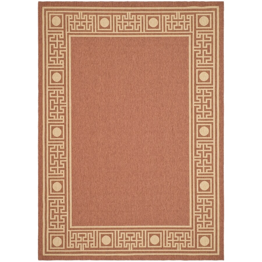 Safavieh CY5143A-8 Courtyard Greek Revival Rust/Sand Indoor/Outdoor Coastal Area Rug (Common: 8 x 11; Actual: 8-ft W x 11-ft L)