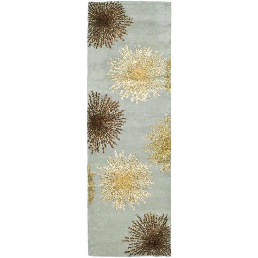 Safavieh Soho Light Blue And Multicolor Rectangular Indoor Safavieh Soho Light Blue And Multicolor Rectangular Indoor Tufted Runner Common 2 X 8