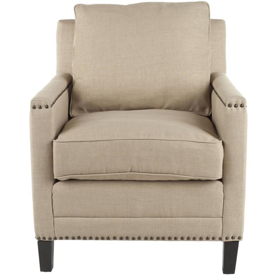 Safavieh Buckler Casual Wheat Beige Linen Accent Chair at Lowes.com