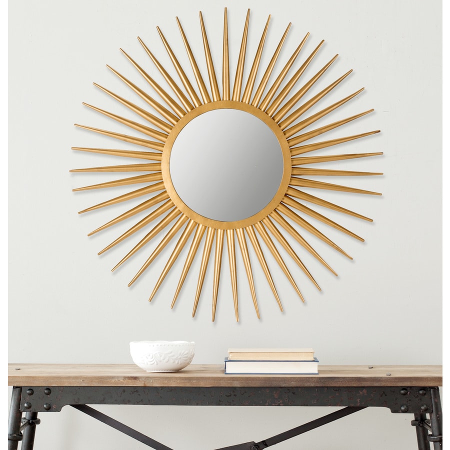 Safavieh Sun Flair 36-in L x 36-in W Sunburst Gold Framed Wall Mirror ...