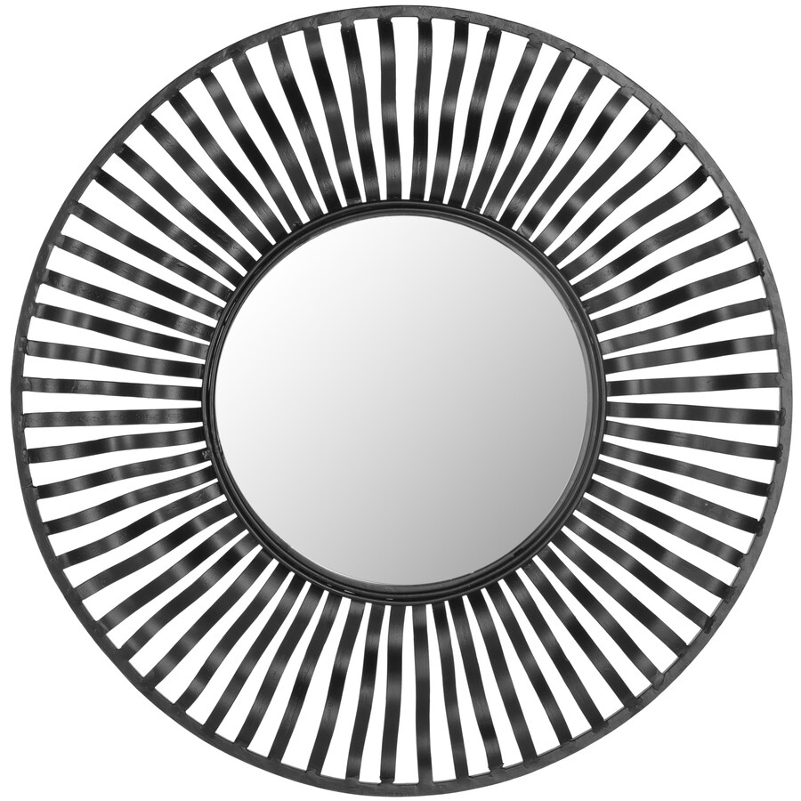 Safavieh Swirl Round 24-in L x 24-in W Black Polished Round Wall Mirror at Lowes.com