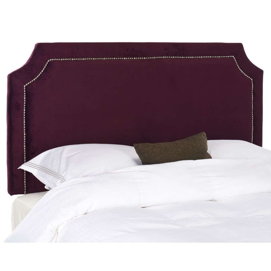Safavieh Mercer Eggplant Queen Linen Upholstered Headboard at