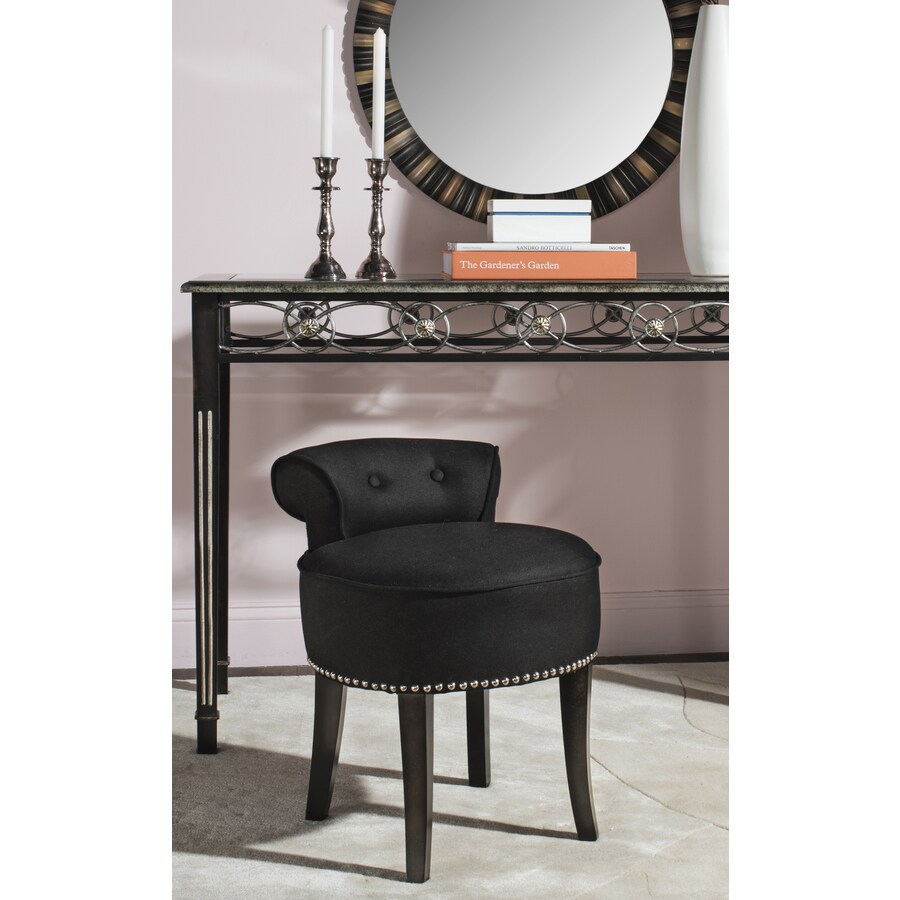 Safavieh 22.8in H Black Round Makeup Vanity Stool in the Makeup Vanity