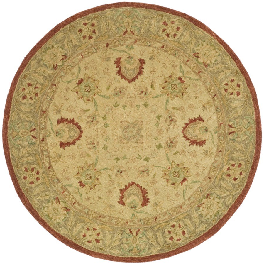 Safavieh Anatolia 4 x 4 Wool Beige / Rust Round Floral Area Rug at ...