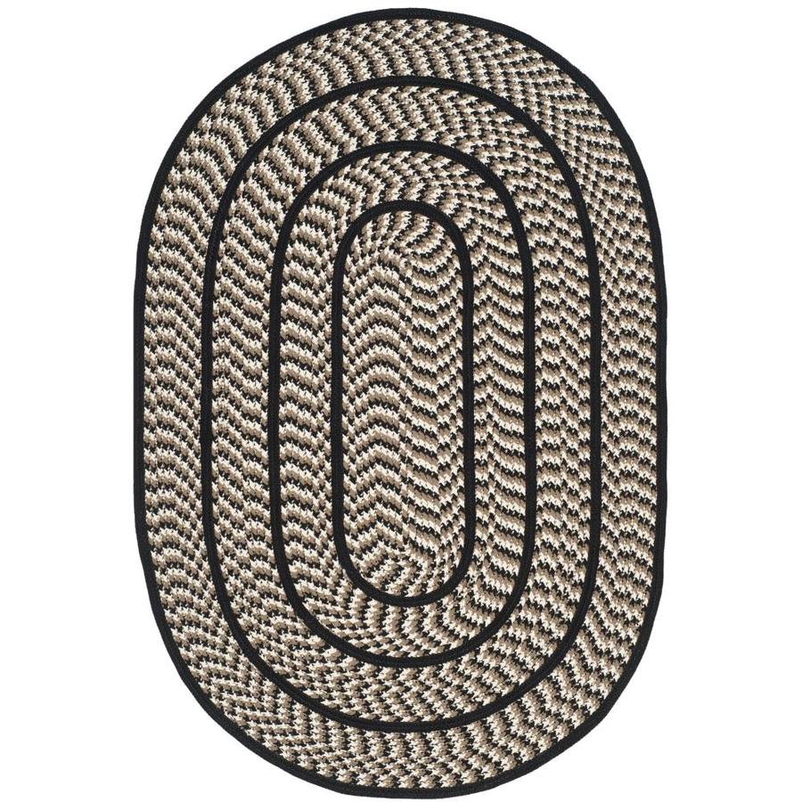 Safavieh Braided Ivory And Black Oval Indoor Area Rug Safavieh Braided Ivory And Black Oval Indoor Area Rug Common 4 X 6