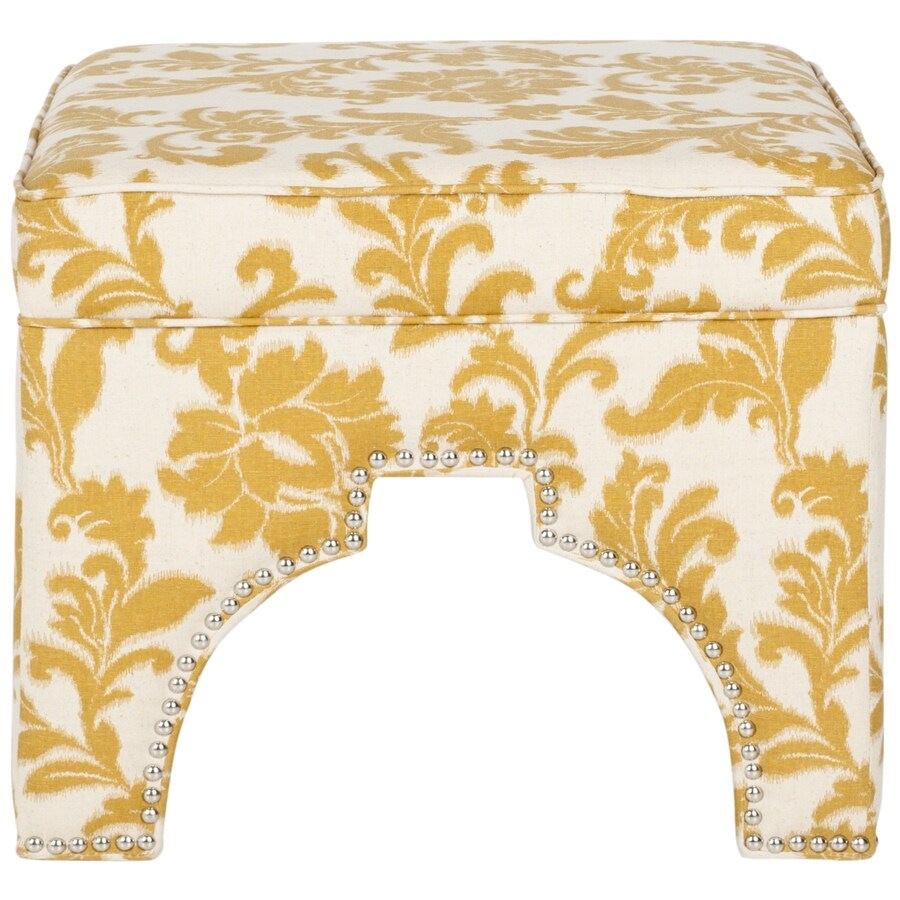 Safavieh MCR4636G Mercer Maize and Beige Print Square Ottoman