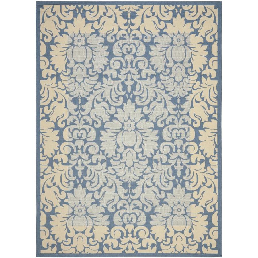 Safavieh Courtyard Nashua 9 x 12 Blue/Natural Indoor/Outdoor Damask Coastal Area Rug
