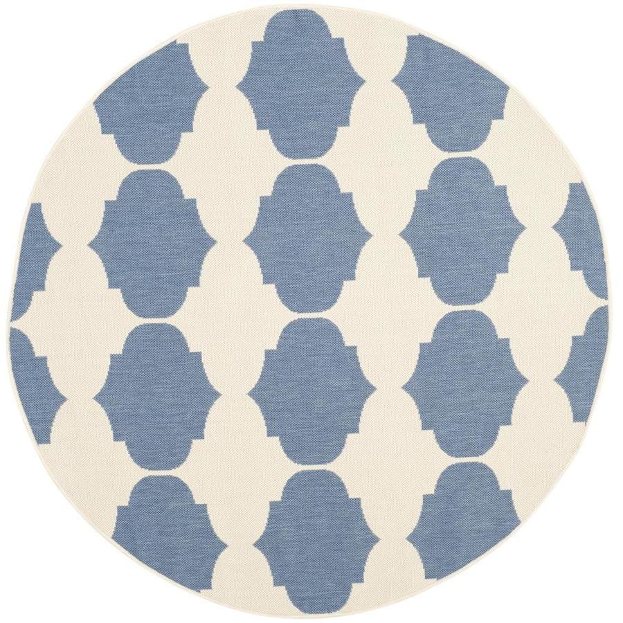 Safavieh Courtyard Hani Beige/Blue Round Indoor/Outdoor Coastal Area
