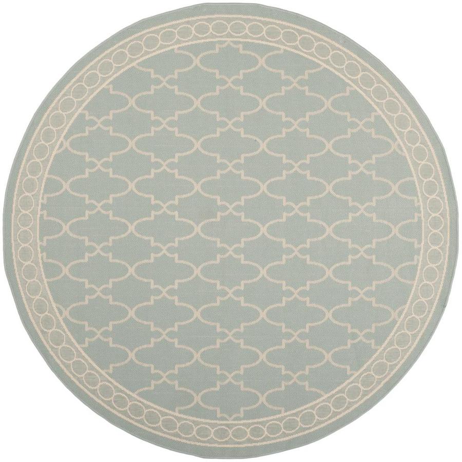 Safavieh Courtyard Arabesque Aqua/Beige Round Indoor ...