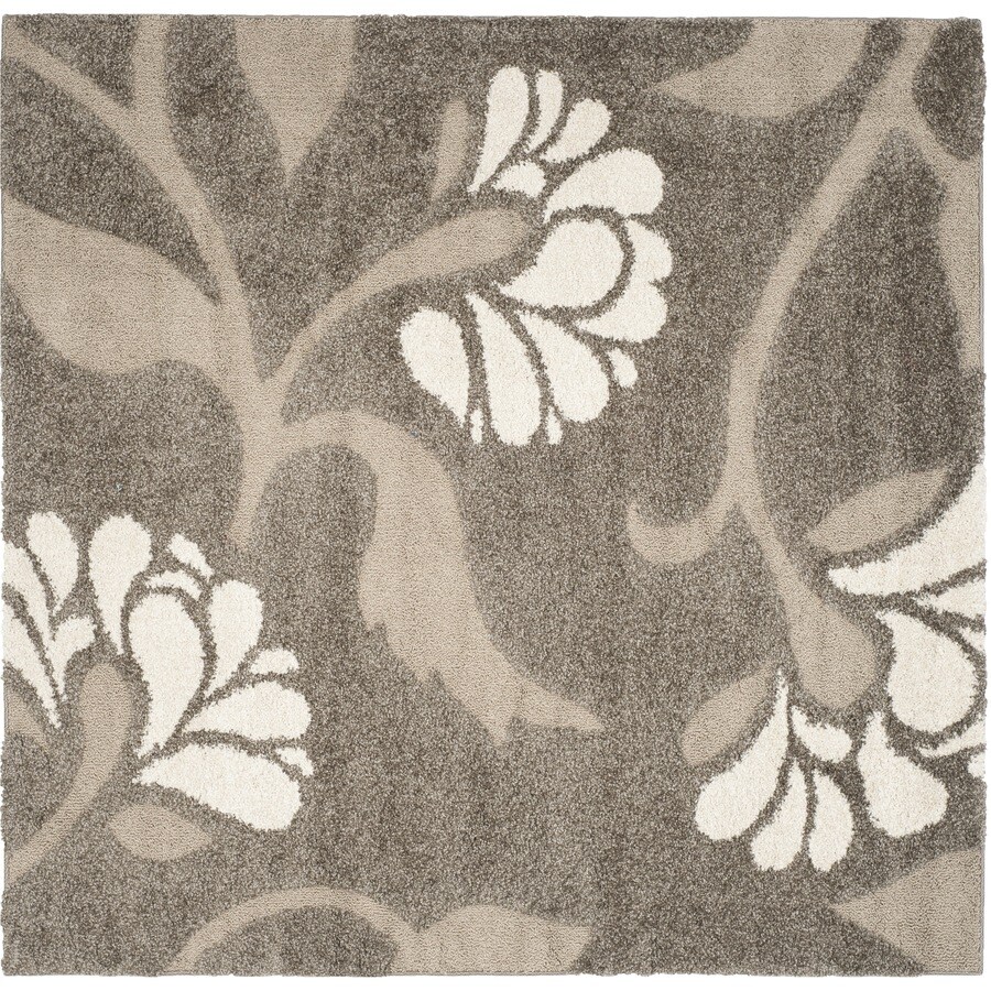 Safavieh Koi Shag 7 x Smoke/Beige Square Indoor Floral/Botanical Area Rug
