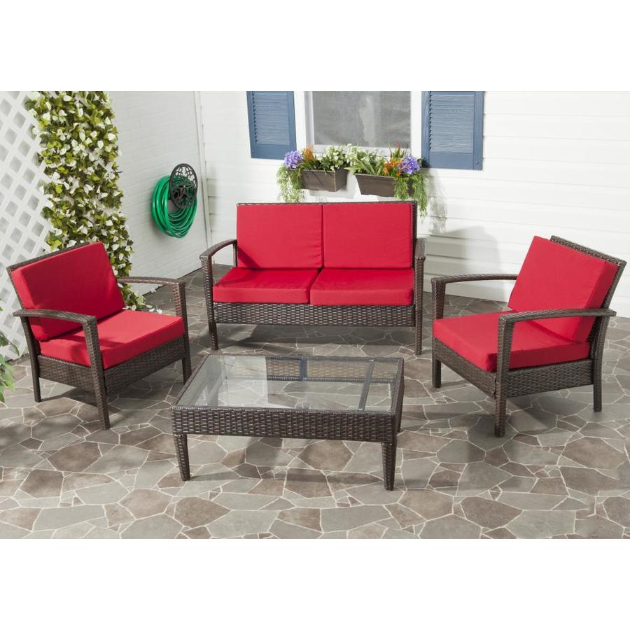 Safavieh Piscataway 4-Piece Metal Frame Patio Conversation Set with Cushions