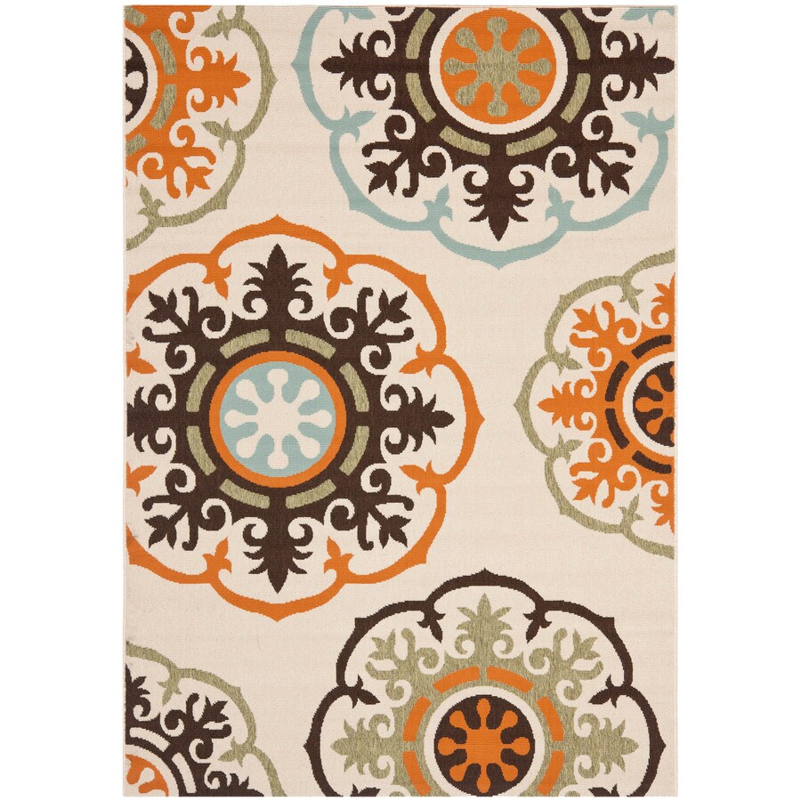 Safavieh Veranda Pinwheel Cream Terracotta Rectangular Indoor Safavieh Veranda Pinwheel Cream Terracotta Rectangular Indoor Machine Made Bohemian Eclectic Area Rug Common 4 X 6 Actual Ft W 5 L