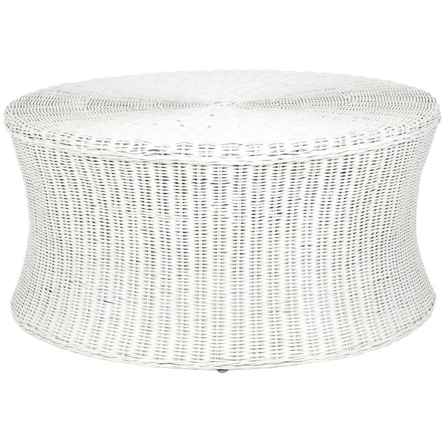 Safavieh Ruxton Coastal White Round Ottoman at Lowes.com