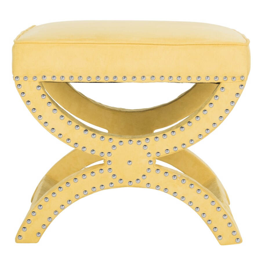 Safavieh Mystic Modern Yellow Velvet Ottoman at Lowes.com