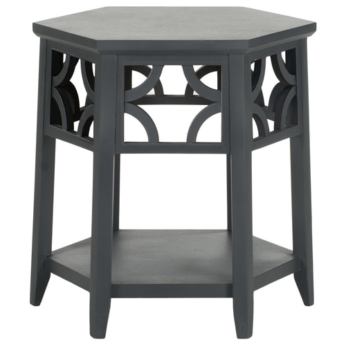 Safavieh Matthew Charcoal Gray Wood Round End Table in the