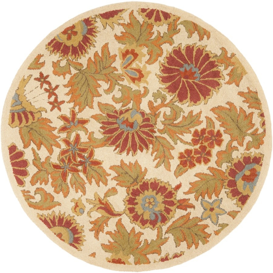 Safavieh Blossom Round White  Area Rug (Common 6 ft x 6 ft; Actual 6 ft x 6 ft)